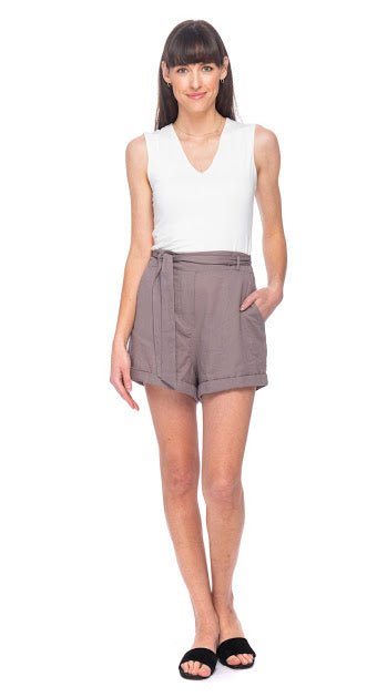 Linen-Cotton Shorts with Belt