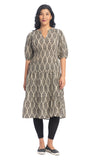 Organic Cotton Split Collar Dress with Half Sleeves