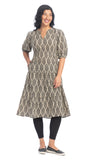 Organic Cotton Split Collar Dress with Half Sleeves
