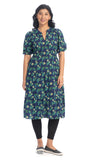 Organic Cotton Split Collar Dress with Half Sleeves