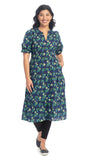 Organic Cotton Split Collar Dress with Half Sleeves