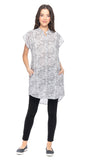 Cotton Short Sleeve Button-Up Tunic