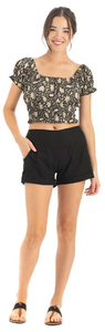 Linen-Cotton Shorts - Flared Fit