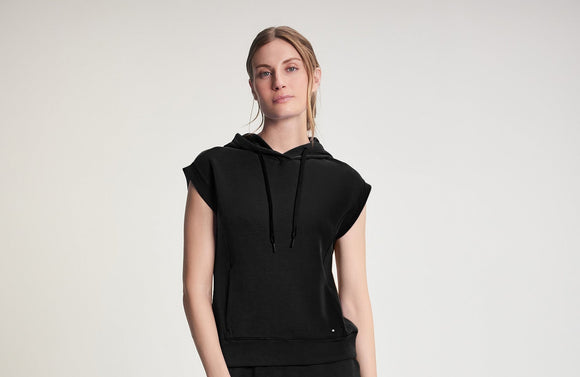Donna Sleeveless Hoodie - Black