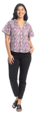 Ruffled Split Collar Organic Cotton Top