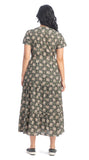 Organic Cotton V-Neck Dress with Three-Tier Skirt