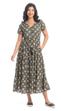 Organic Cotton V-Neck Dress with Three-Tier Skirt