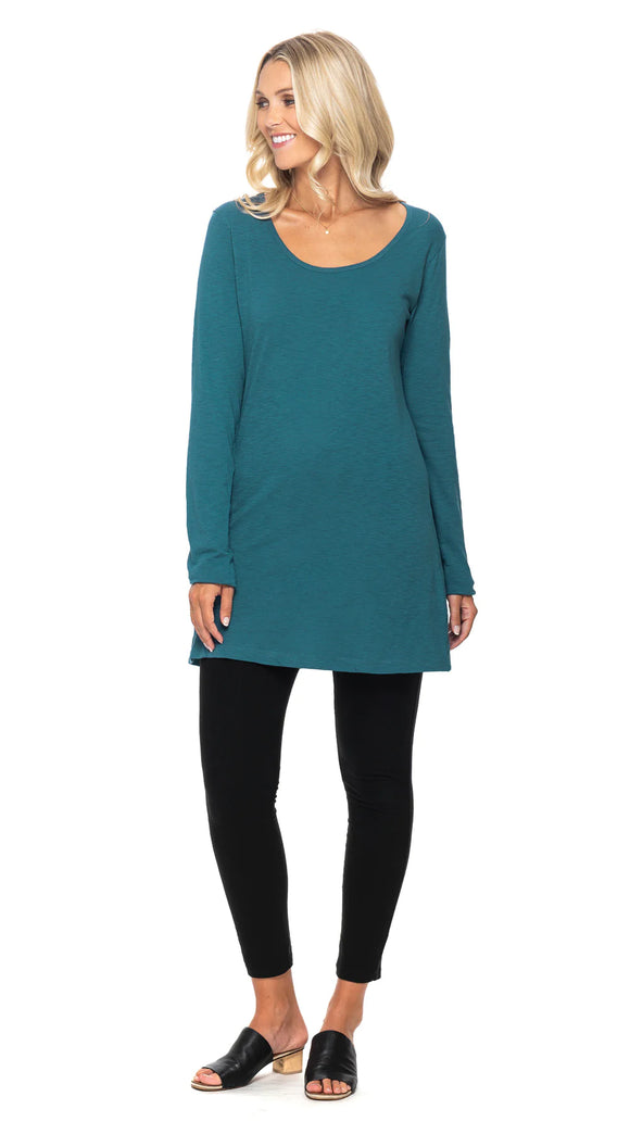 Light Tunic with Round Neck - Peacock Blue - Organic Cotton