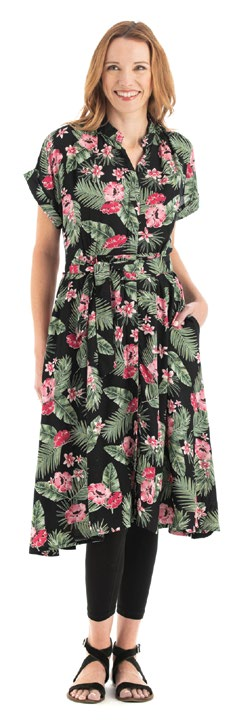 Rayon Dress with Mandarin Collar