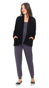 Open-Front Cardigan - Organic Cotton - Black