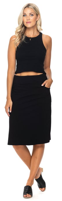 Midi Skirt - Black - Organic Cotton