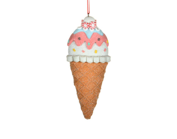 Ice Cream Cone Ornament with Sprinkles