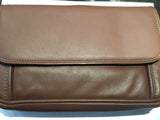 Leather Short Organizing Bag with 3 Interior Sections