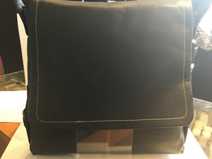 Leather Messenger with Accent Stitching