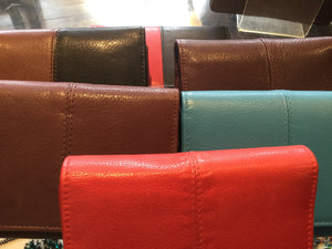 Ladies Leather Foldover Wallet with Centre Seam - Assorted Colours