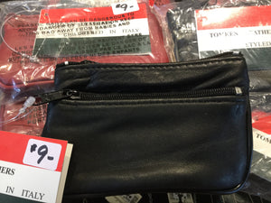 Leather Card Case - Small with Double Zip - Assorted Colours