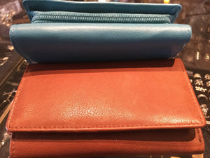 Leather Short Rectangular Wallet with Large Exterior Change Purse